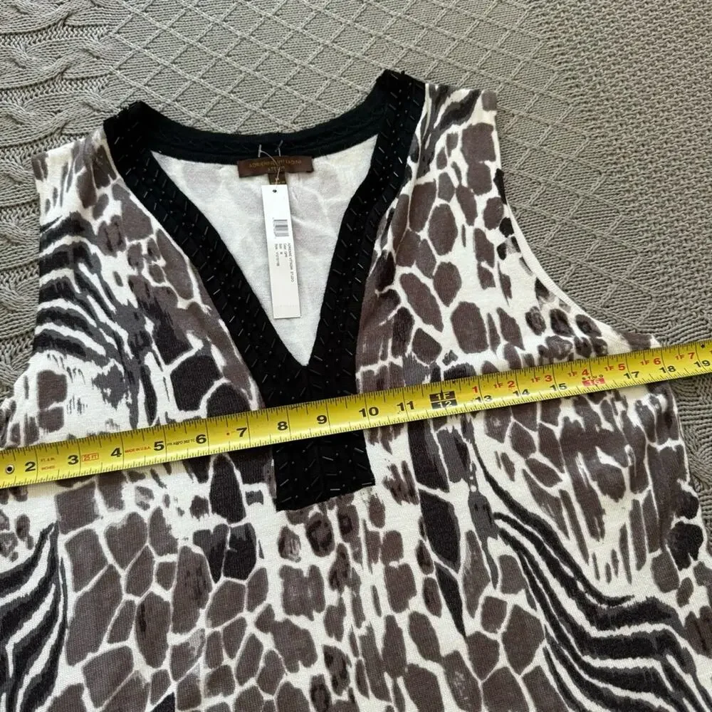 NWT Adrienne Vittadini Animal Print V Neck MIDI Dress ~ Medium
